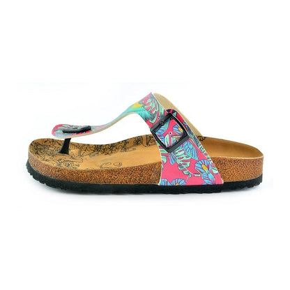 Pink & Turquoise T-Strap Sandal CAL518 (737699627104)