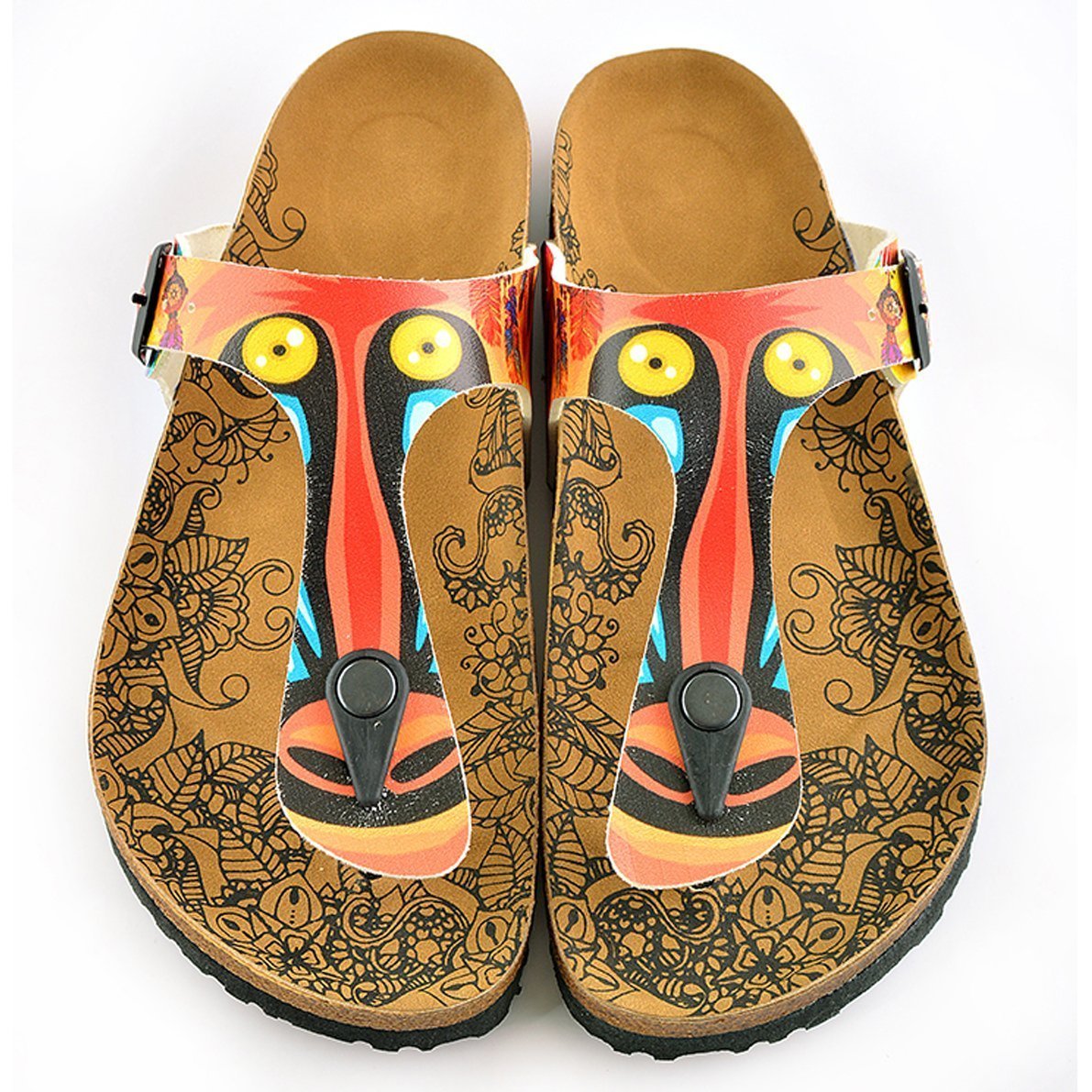 Red & Yellow T-Strap Sandal CAL519 (737680162912)