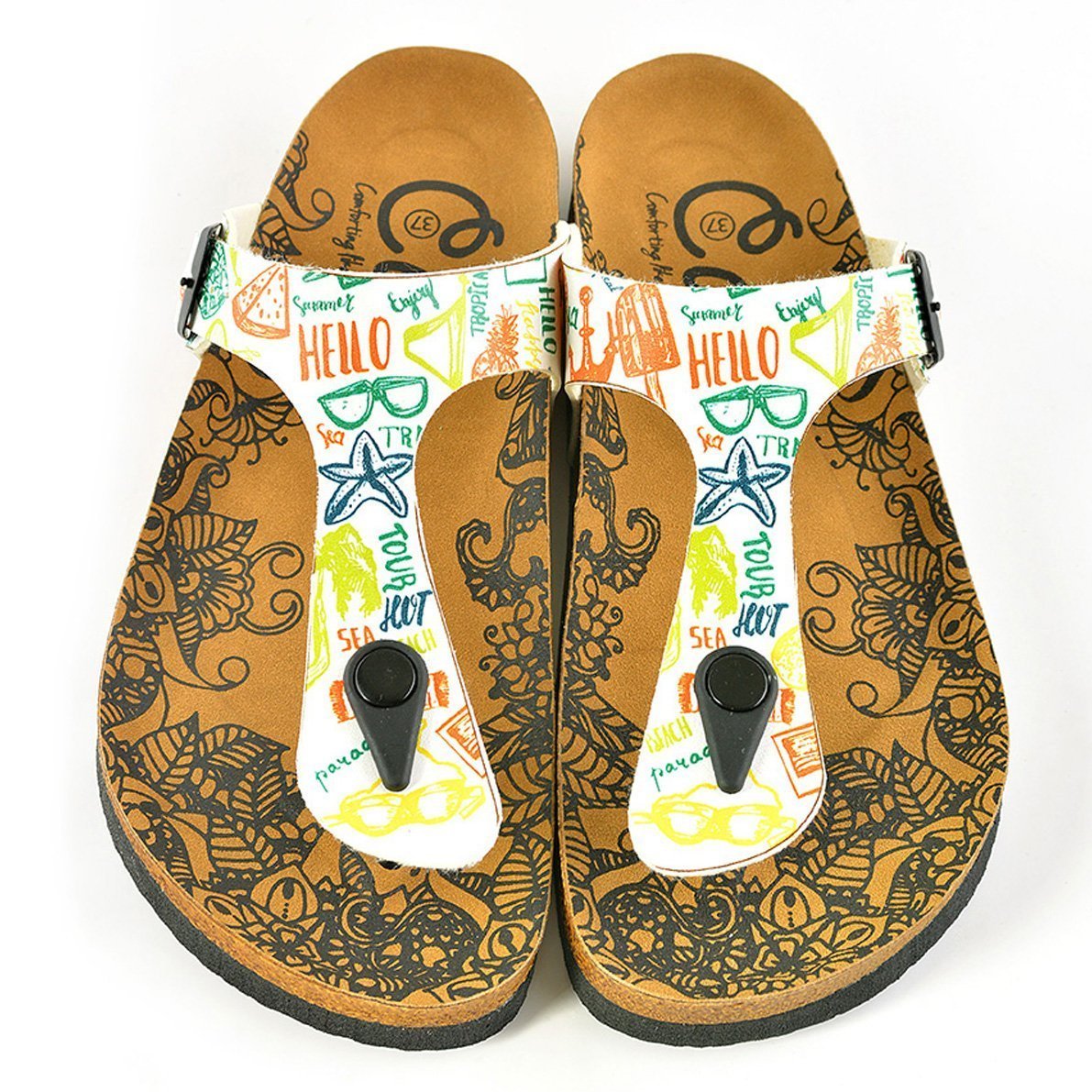 White Hello T-Strap Sandal CAL521 (737679999072)