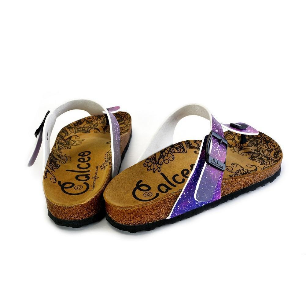 Purple, Blue, Pink Colored Space Star Bright, Patterned Sandal - CAL525 (774935838816)