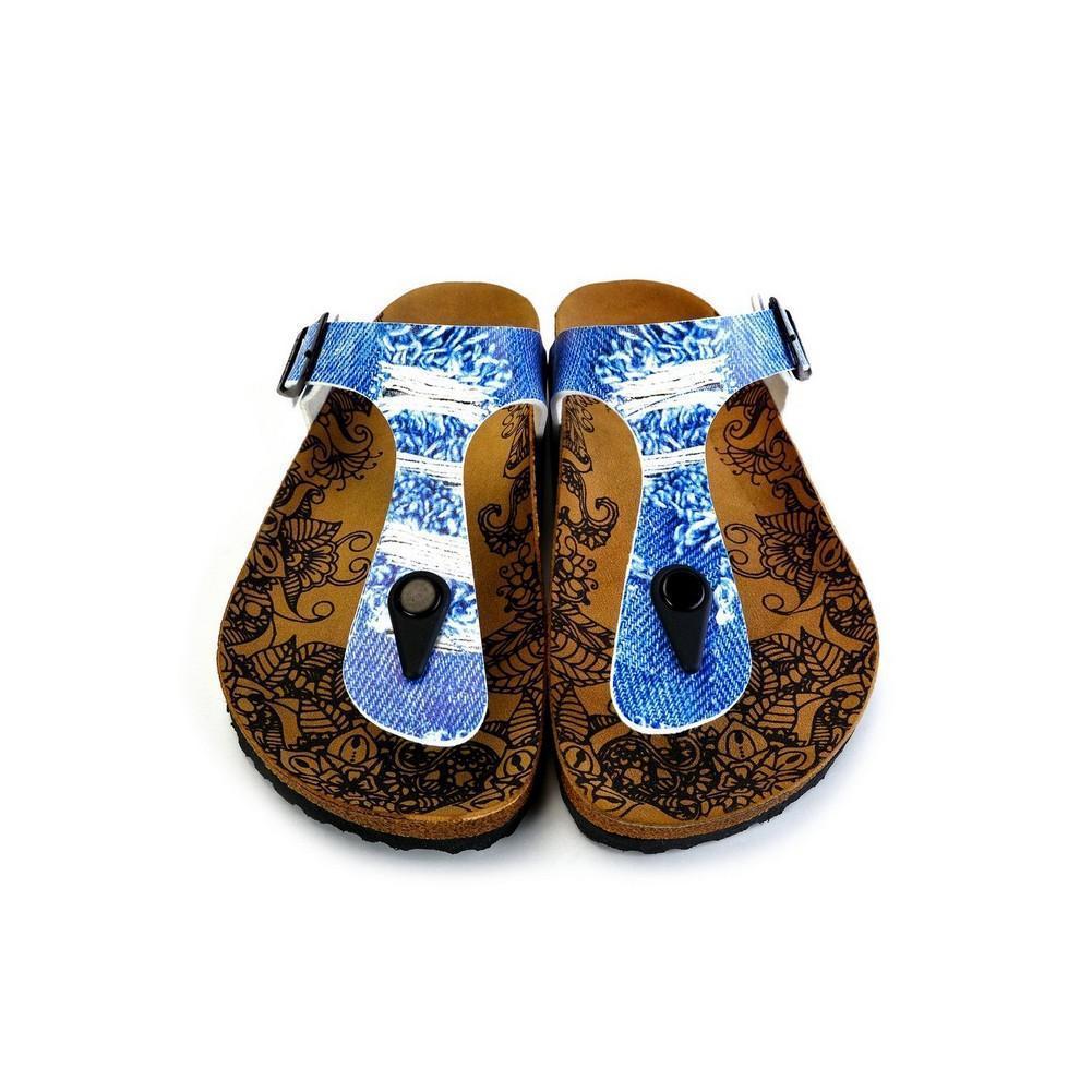 Blue Jeans Patterned Sandal - CAL527 (774936002656)