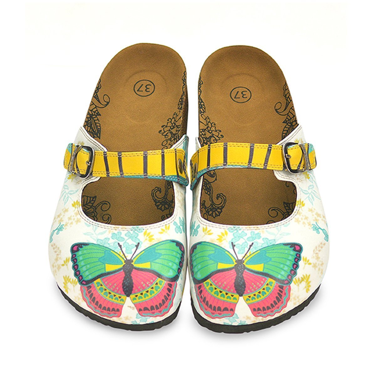 Green & Pink Butterfly Clogs CAL802 (737679573088)