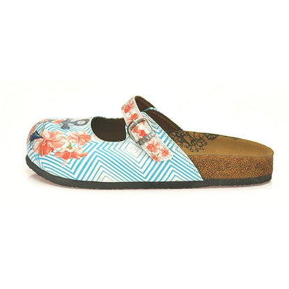 Blue & Coral Floral Anchor Clogs CAL804 (737679540320)
