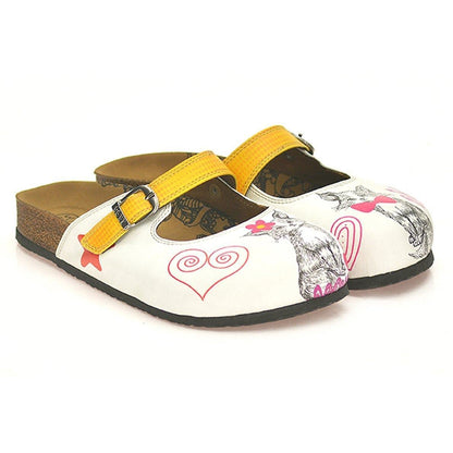 White & Yellow Cat Clogs CAL805 (737679474784)