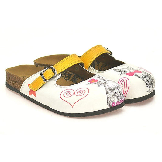 White & Yellow Cat Clogs CAL805 (737679474784)