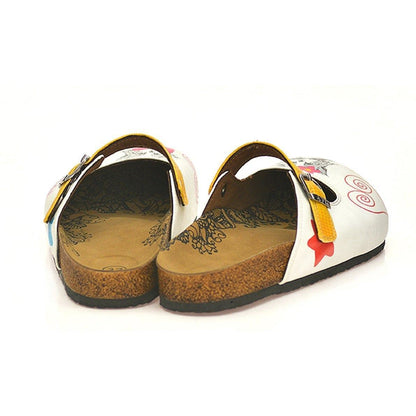 White & Yellow Cat Clogs CAL805 (737679474784)