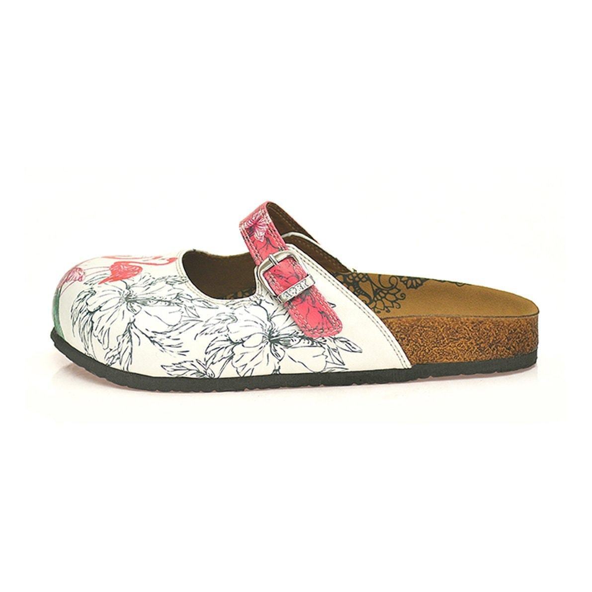 White & Pink Flamingo Clogs CAL806 (737679442016)