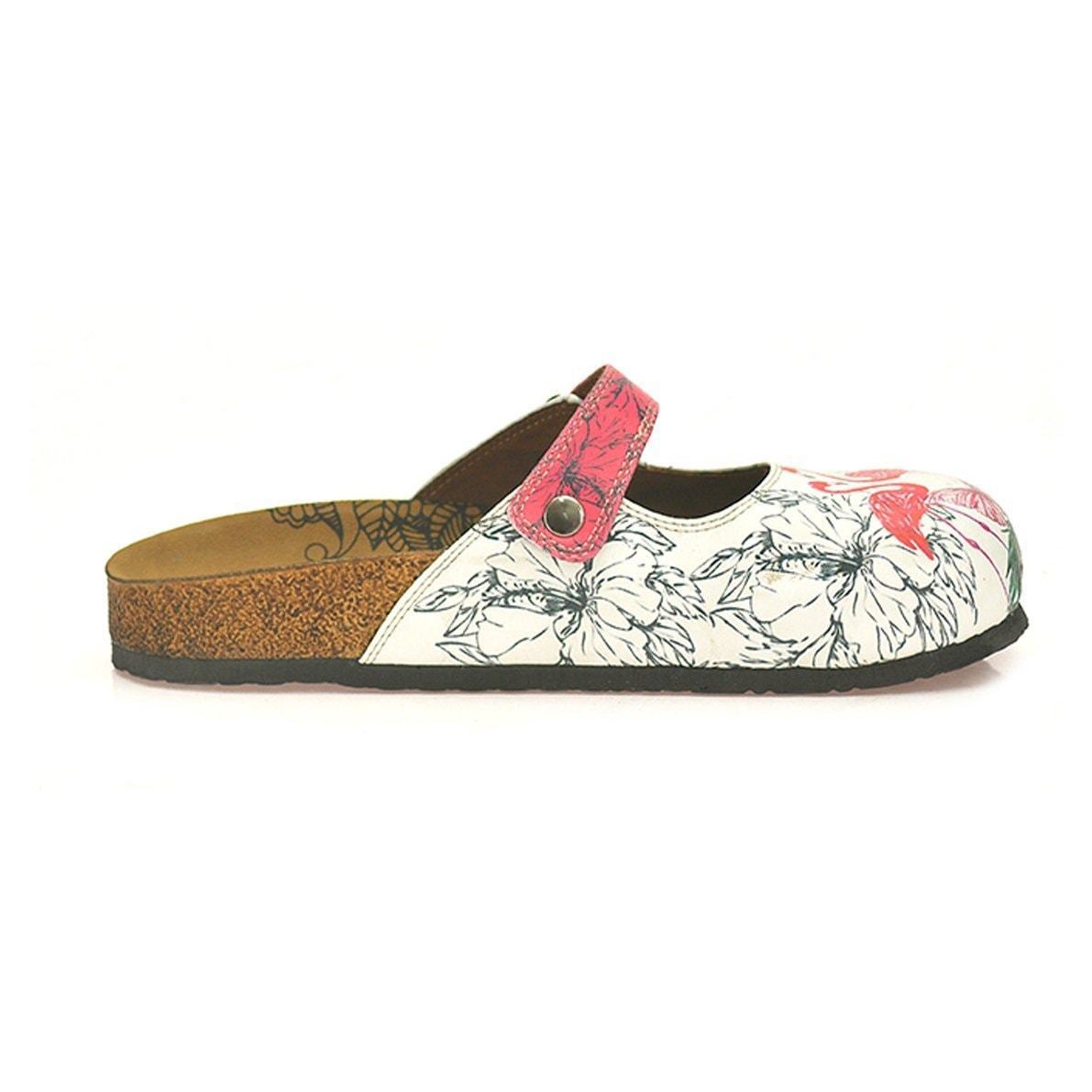 White & Pink Flamingo Clogs CAL806 (737679442016)