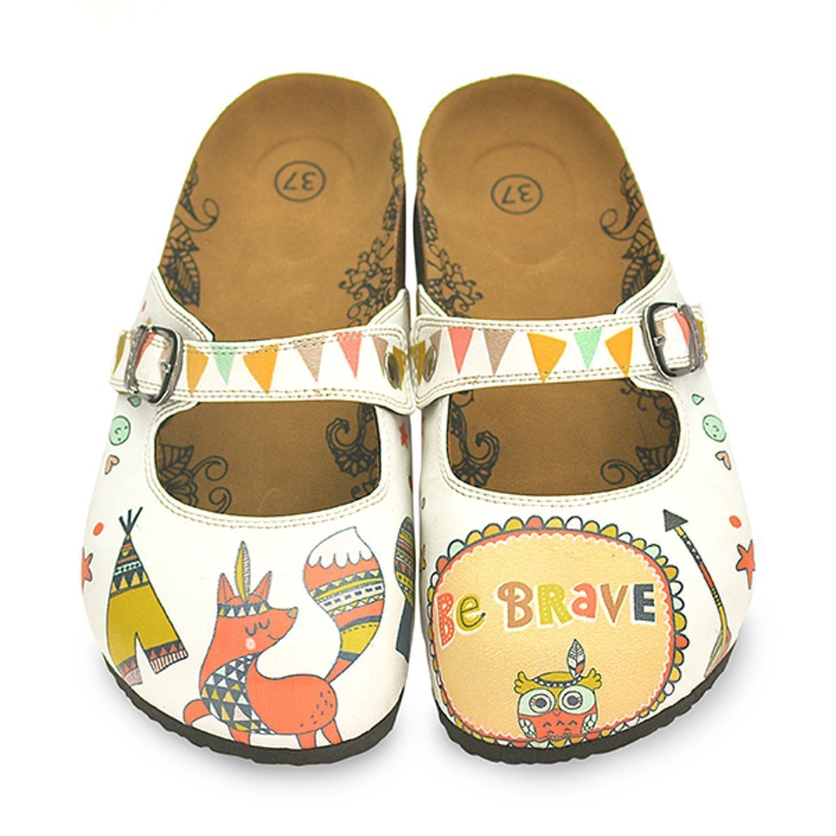 White & Orange Be Brave Clogs CAL807 (737679409248)