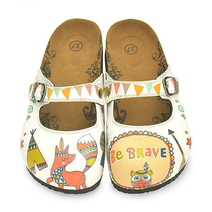 White & Orange Be Brave Clogs CAL807 (737679409248)