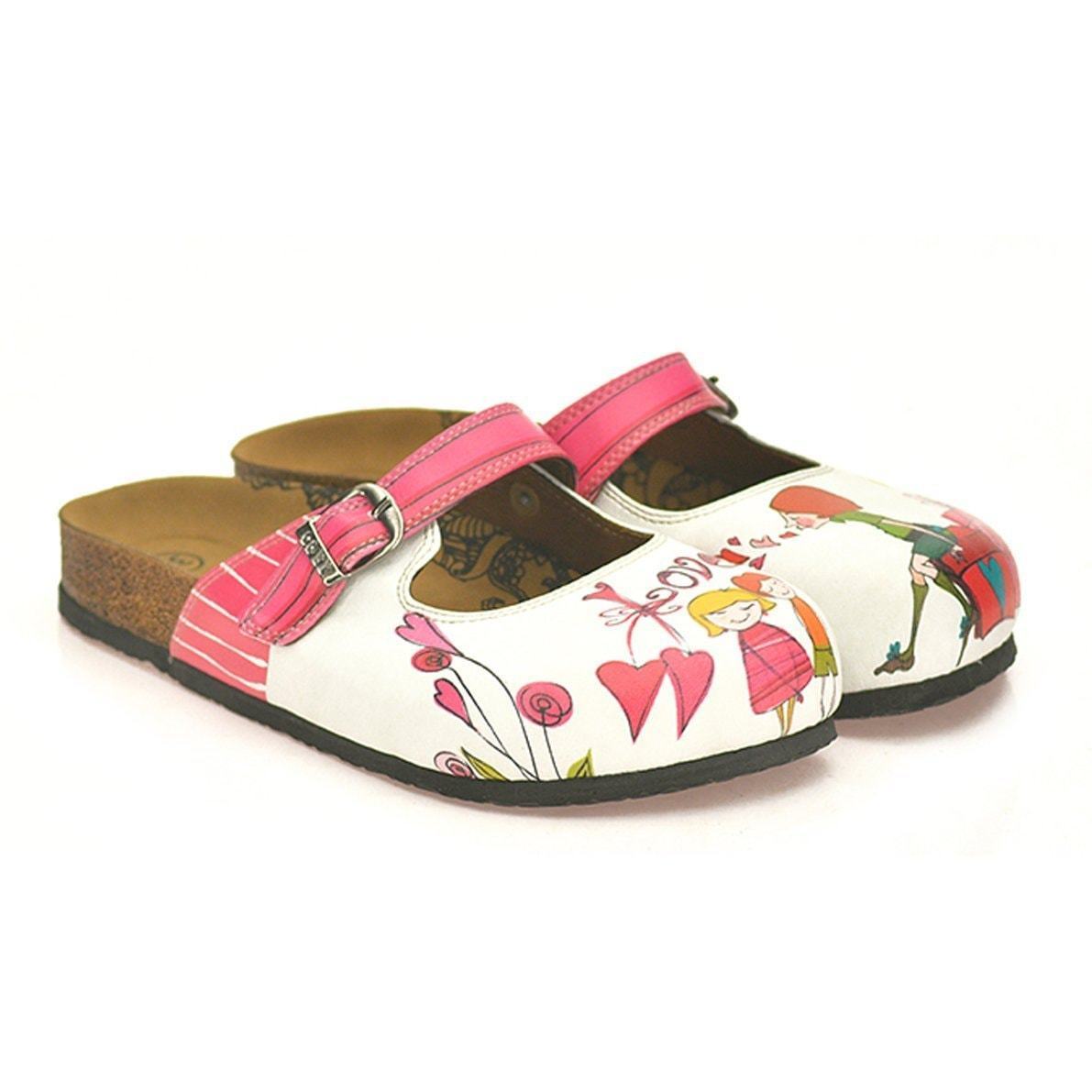 White & Pink Love Clogs CAL808 (737679376480)