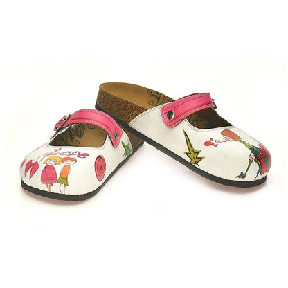 White & Pink Love Clogs CAL808 (737679376480)