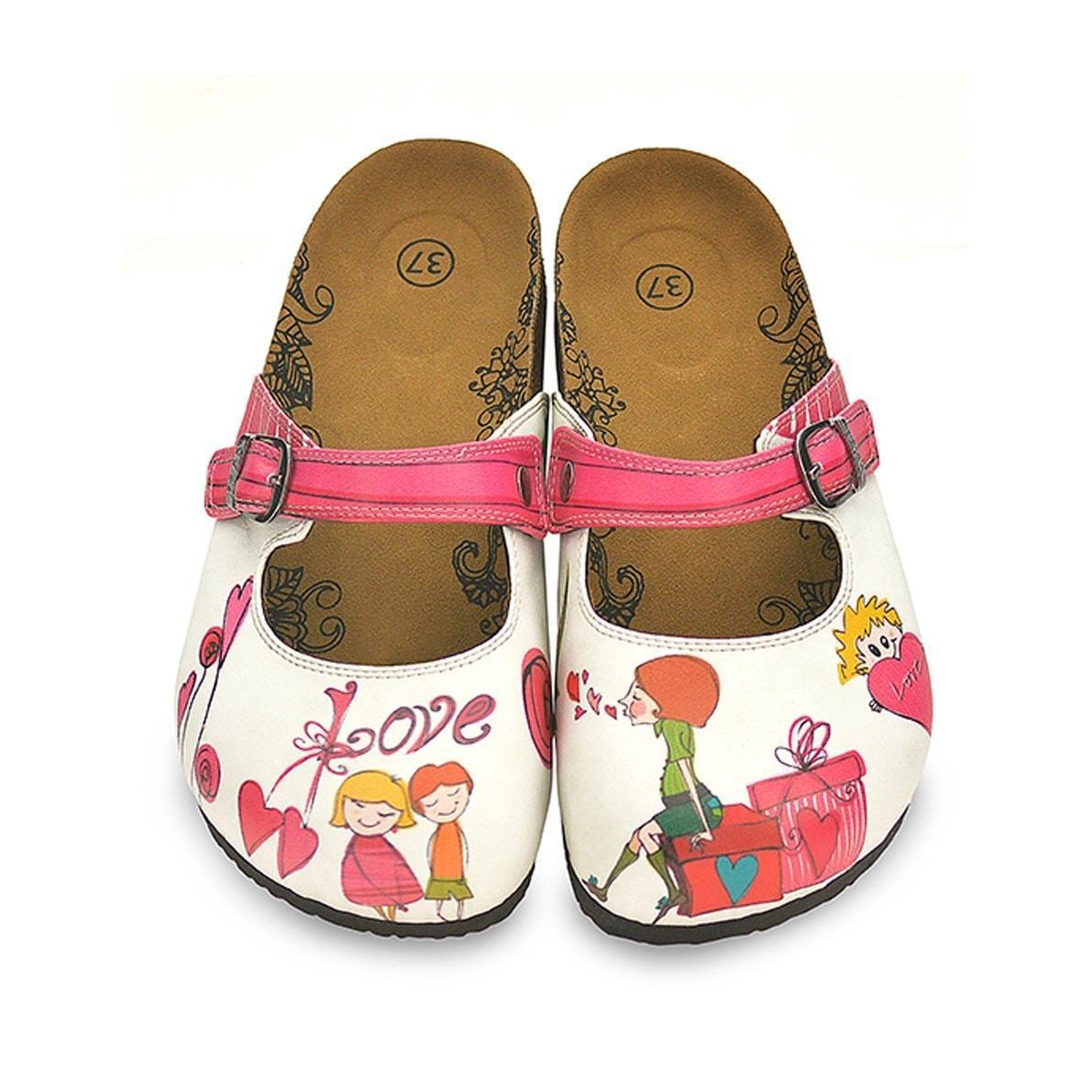 White & Pink Love Clogs CAL808 (737679376480)