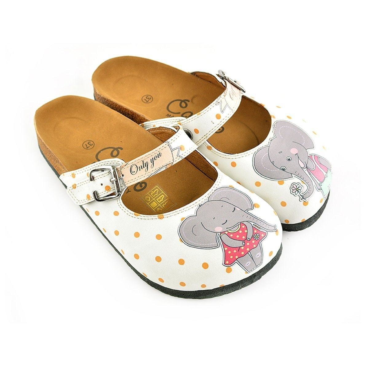 White & Gray Elephant Clogs CAL810 (737679147104)