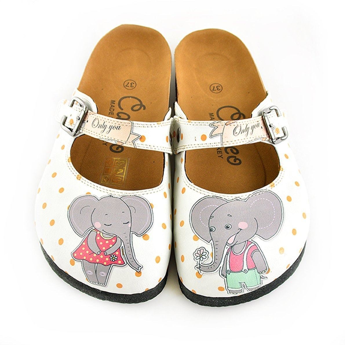 White & Gray Elephant Clogs CAL810 (737679147104)