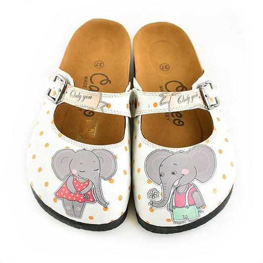 White & Gray Elephant Clogs CAL810 (737679147104)