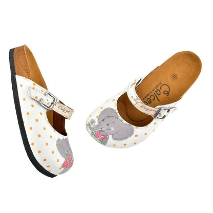White & Gray Elephant Clogs CAL810 (737679147104)