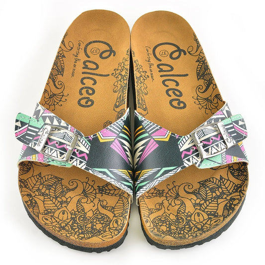 Mint & Pink Geometric Buckle-Accent Sandal CAL903 (737679081568)