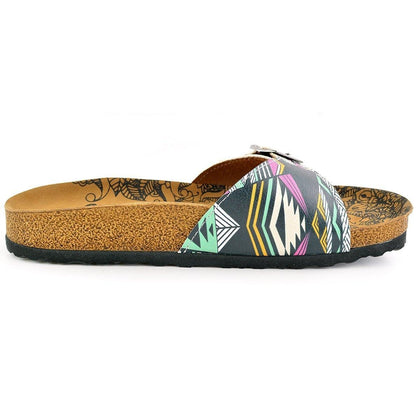 Mint & Pink Geometric Buckle-Accent Sandal CAL903 (737679081568)