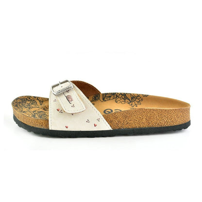 Ivory & Red Cat Buckle-Accent Sandal CAL909 (737678786656)