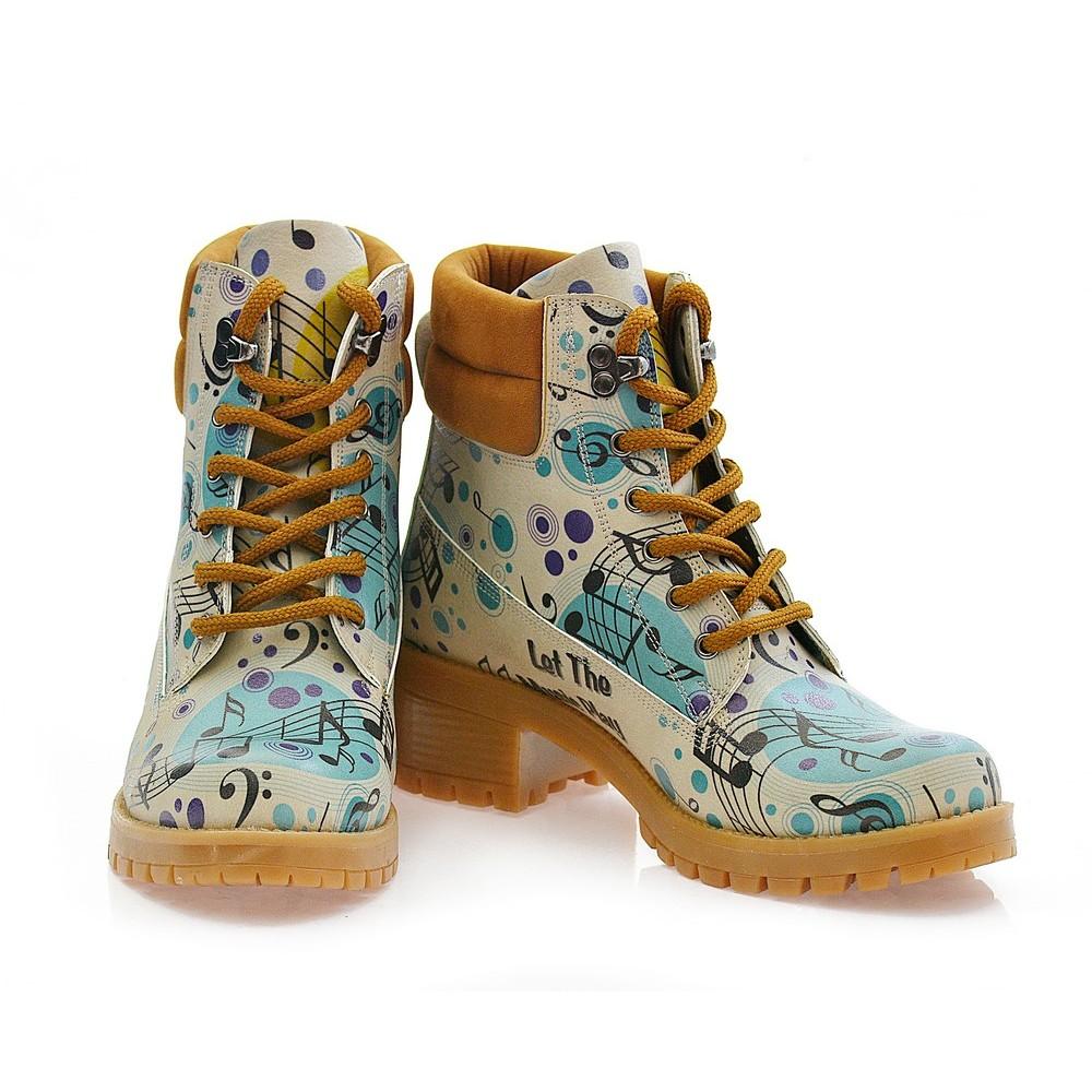 Music Notes Short Boots KAT106 (1421183221856)