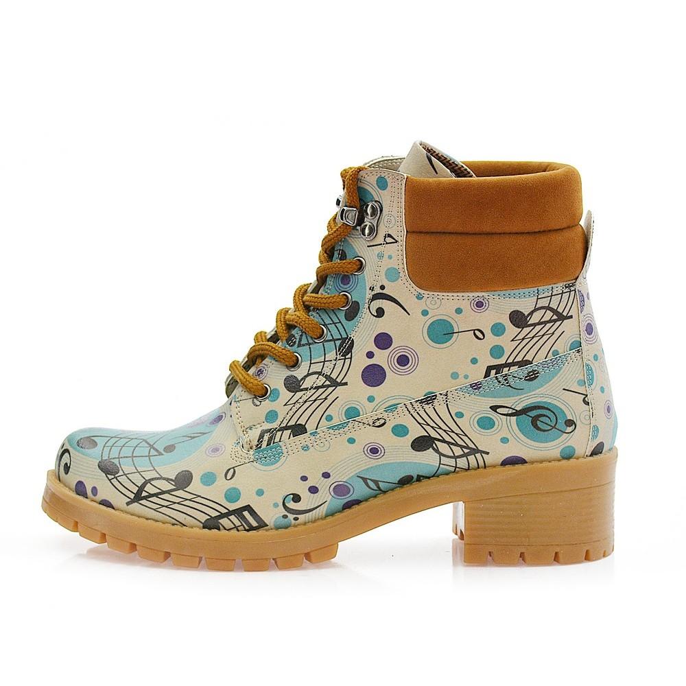 Music Notes Short Boots KAT106 (1421183221856)