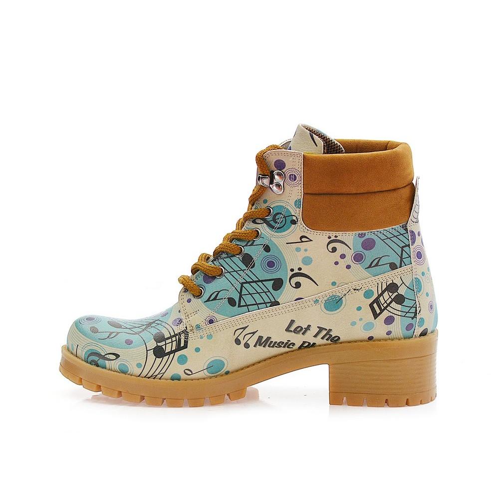 Music Notes Short Boots KAT106 (1421183221856)