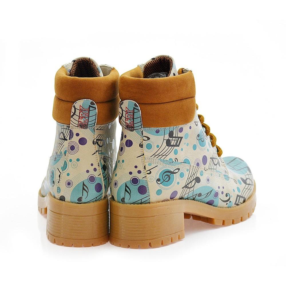 Music Notes Short Boots KAT106 (1421183221856)