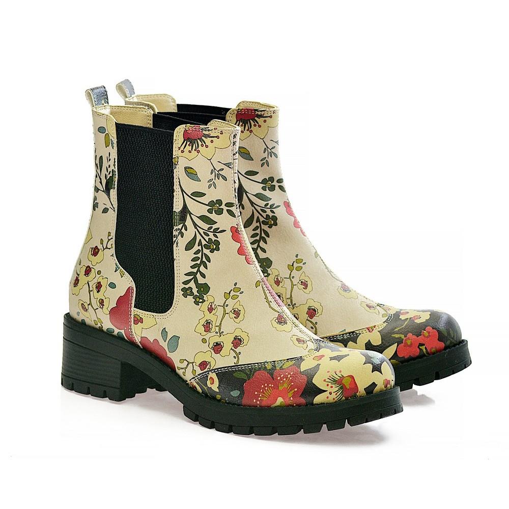 Flowers Short Boots LAS104 (1421187448928)