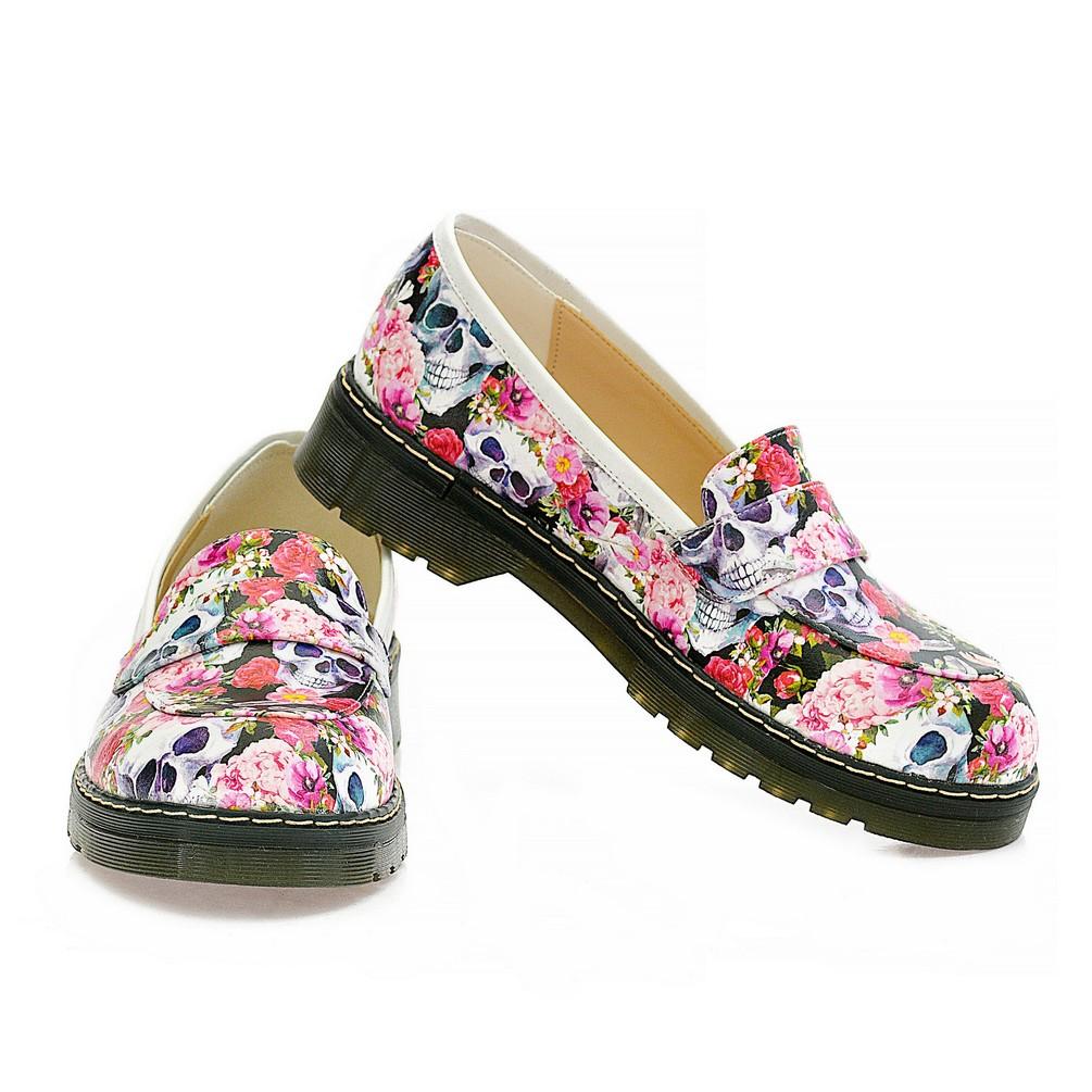 Skull and Flowers Oxford Shoes NMOX101 (770212757600)