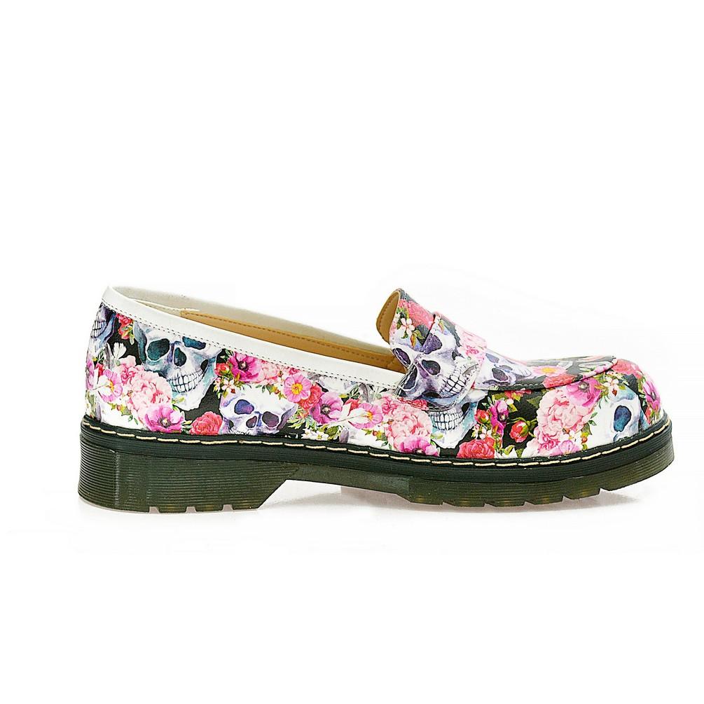 Skull and Flowers Oxford Shoes NMOX101 (770212757600)