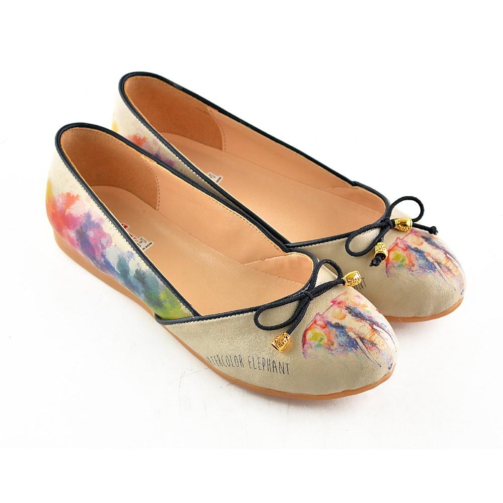 Flamboyant Elephant Ballerinas Shoes OMR7109 (2241842905184)