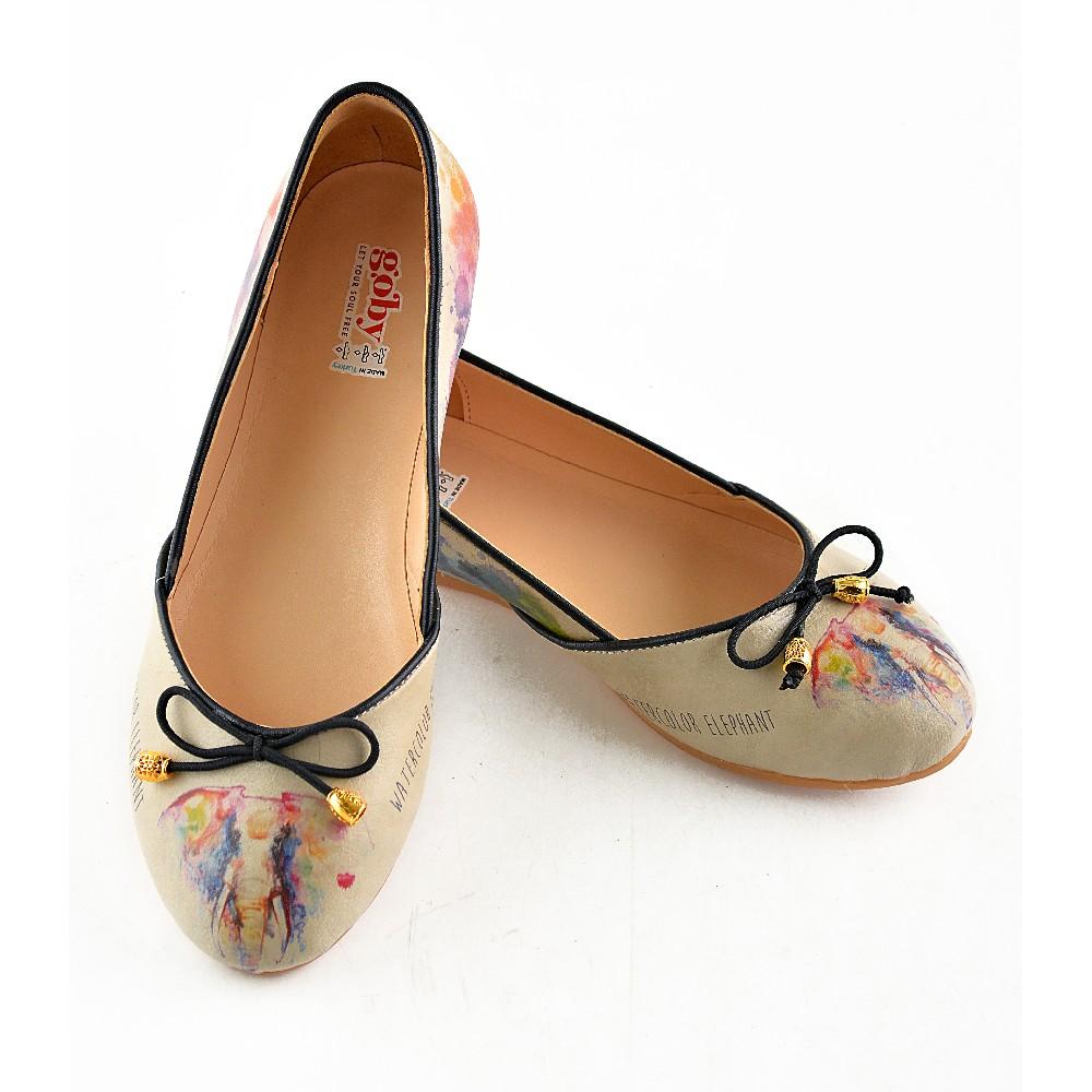 Flamboyant Elephant Ballerinas Shoes OMR7109 (2241842905184)