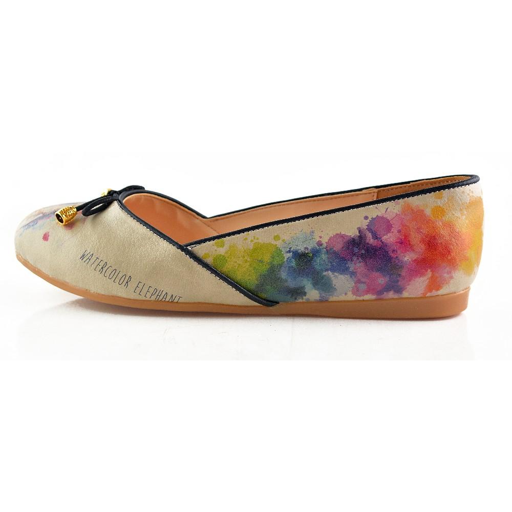 Flamboyant Elephant Ballerinas Shoes OMR7109 (2241842905184)