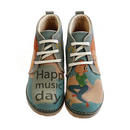 Happy Music Day Ankle Boots PH115 (1405807951968)