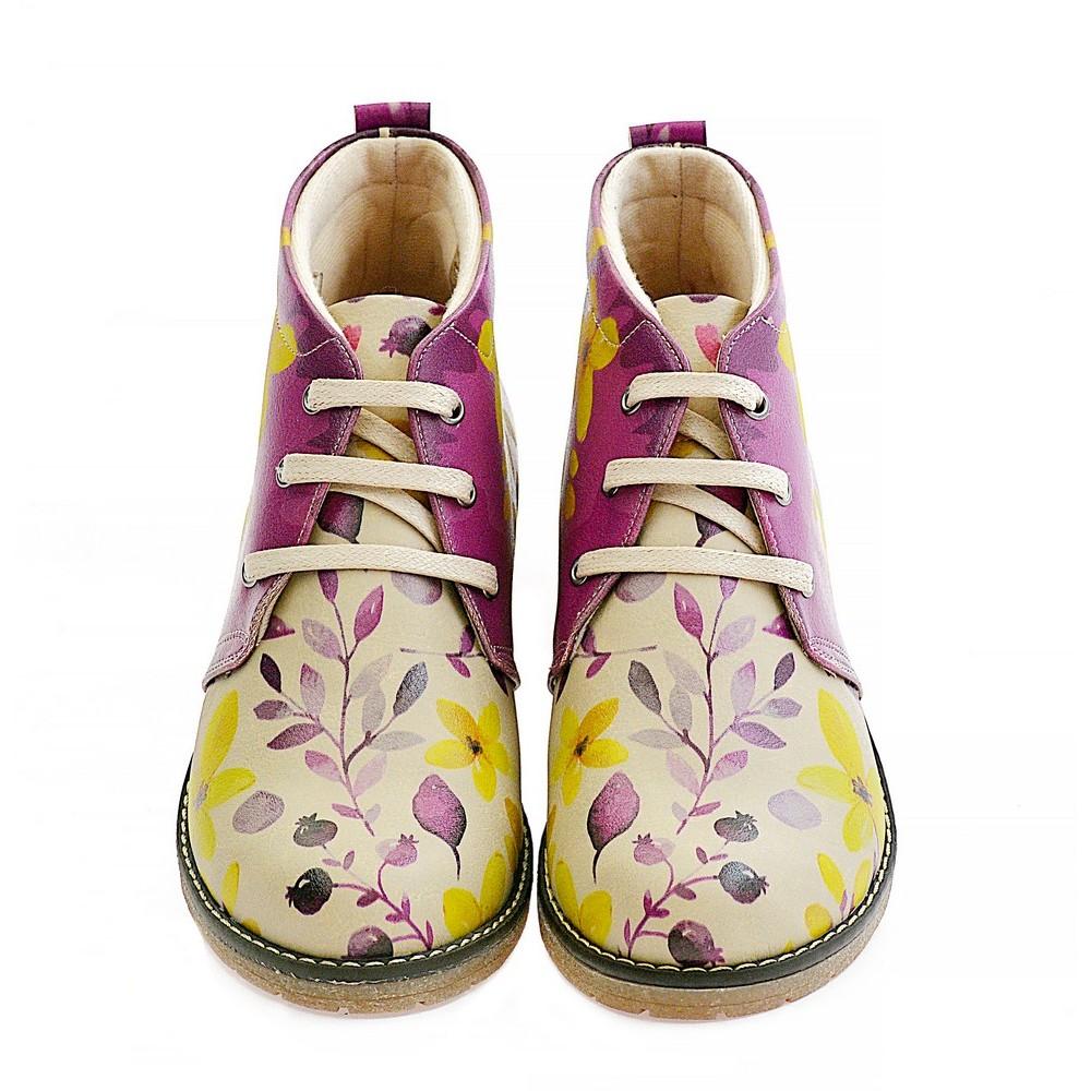 Autumn Flowers Ankle Boots PH215 (1421216743520)