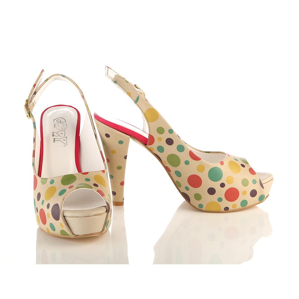 Colored Dots Heel Shoes PLT2045 (1405808476256)