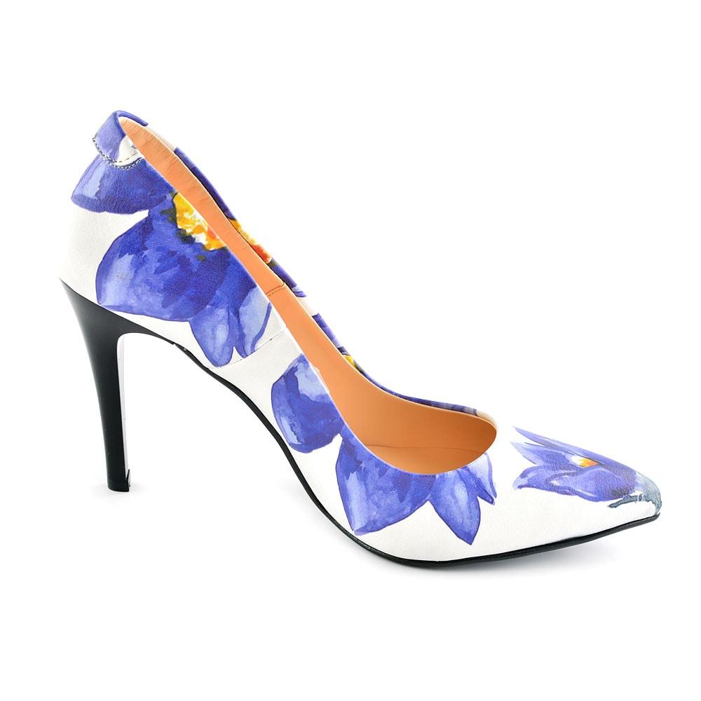 Blue Flowers Heel Shoes STL4403 (506277429280)