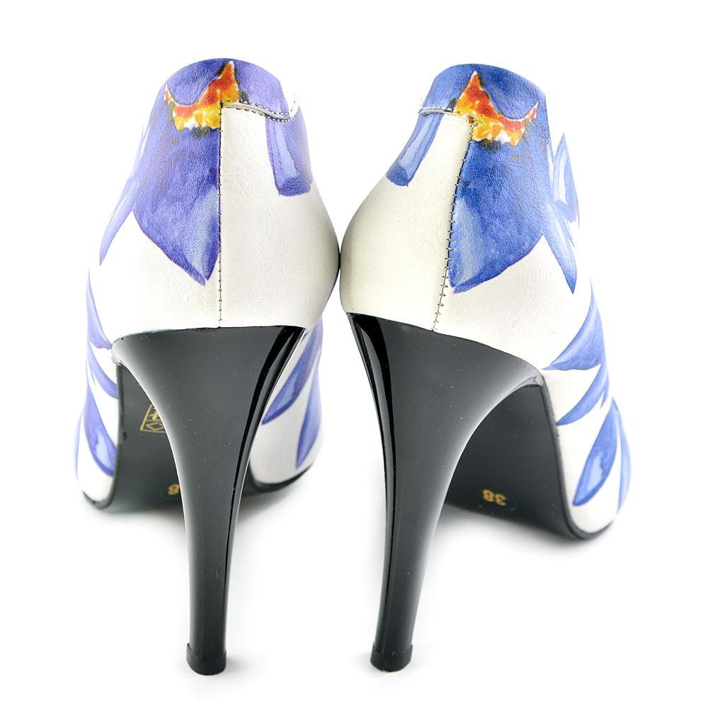 Blue Flowers Heel Shoes STL4403 (506277429280)