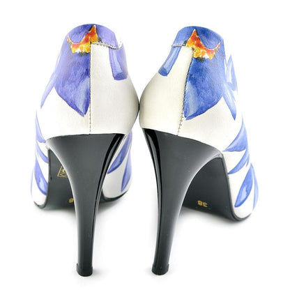 Blue Flowers Heel Shoes STL4403 (506277429280)
