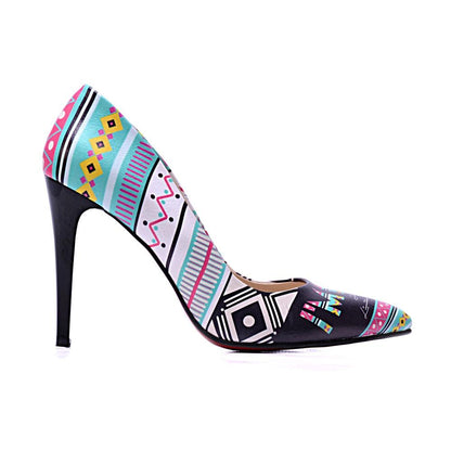 Blue Pattern Heel Shoes STL4407 (506277593120)