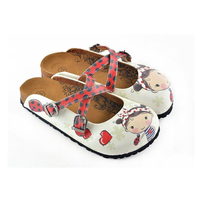 Red & White Girl Clogs WCAL120 (737673576544)