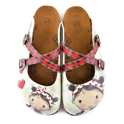 Red & White Girl Clogs WCAL120 (737673576544)