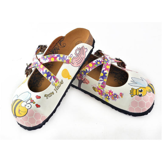 Yellow & Pink Bee Clogs WCAL123 (737673379936)