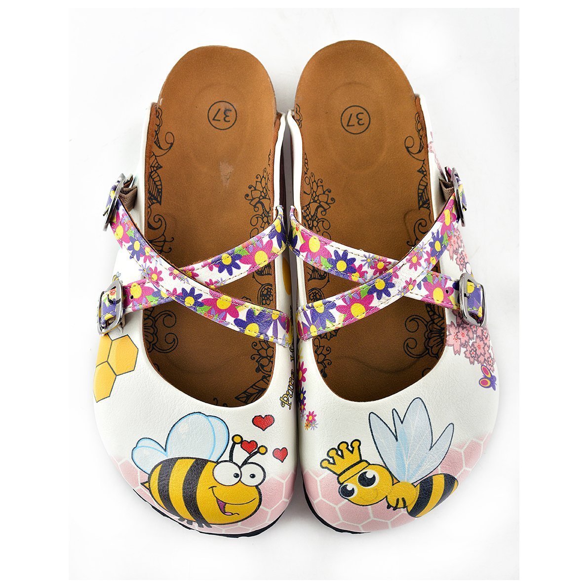 Yellow & Pink Bee Clogs WCAL123 (737673379936)