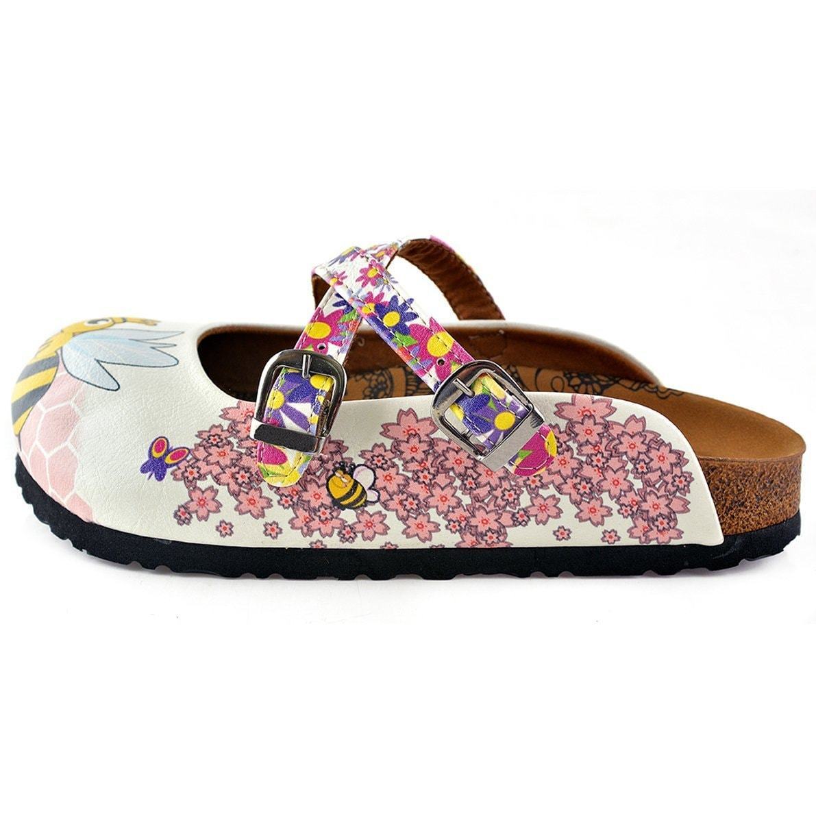 Yellow & Pink Bee Clogs WCAL123 (737673379936)