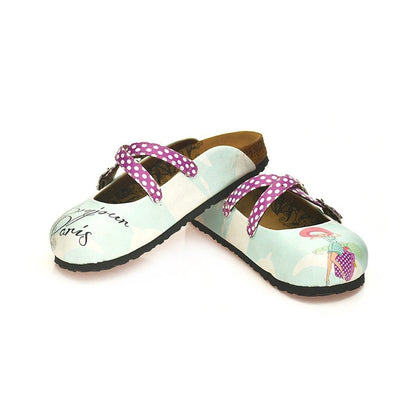 Fuchsia & White Bonjour Paris Cross-Strap Clogs WCAL125 (737673281632)