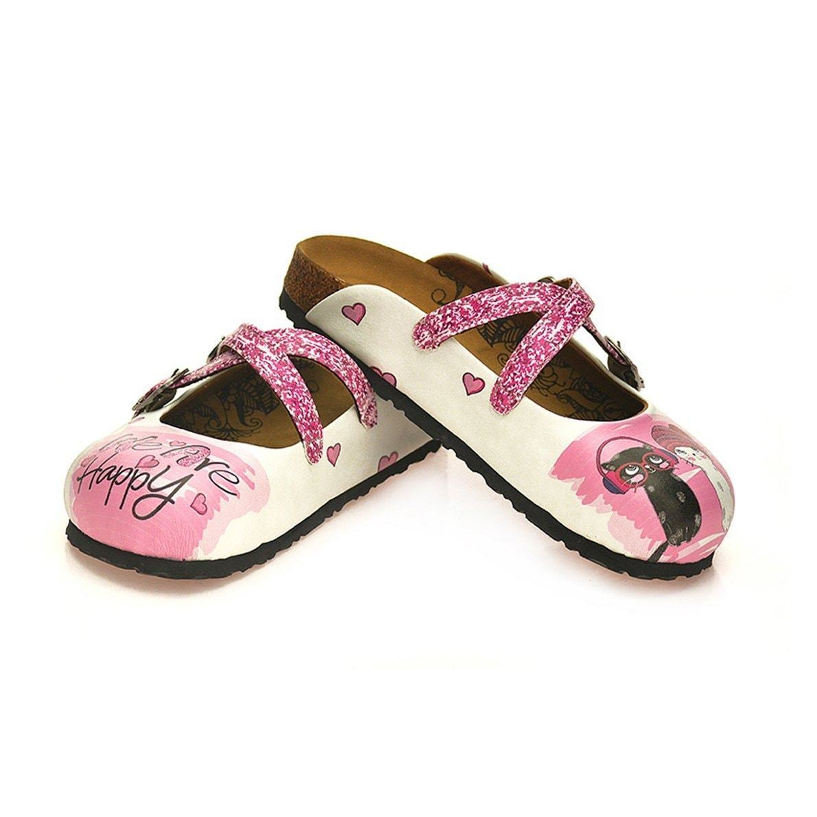 Pink We Are Happy Cross-Strap Clogs WCAL128 (737673117792)