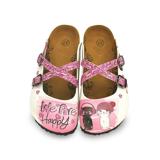 Pink We Are Happy Cross-Strap Clogs WCAL128 (737673117792)