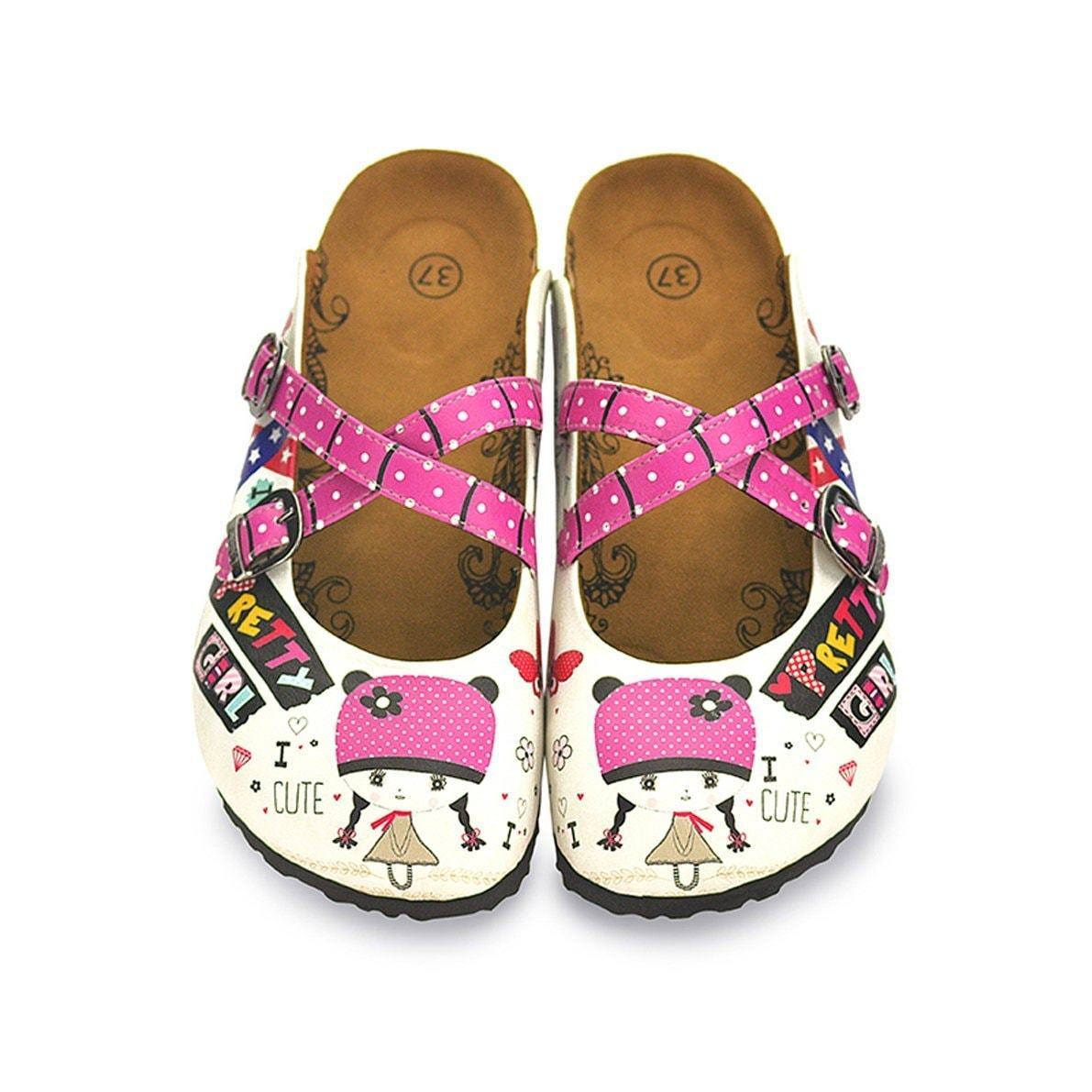 Pink & White Pretty Girl Clogs WCAL130 (737673052256)